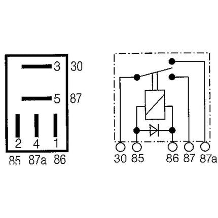 Micro-Relais Wechsler 12 V 40/30 A, mit Diode
