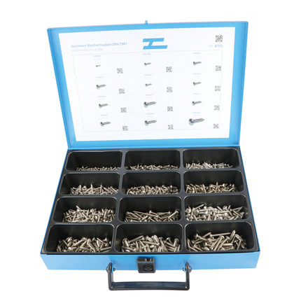 Sortiment Linsen-Blechschrauben Kreuzschlitz