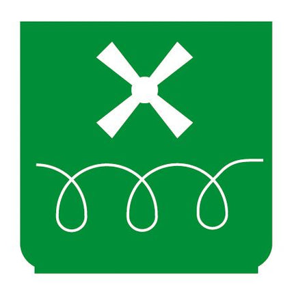 Emblem - Warmluft-Gebläse grün - 1 - Stück ENG