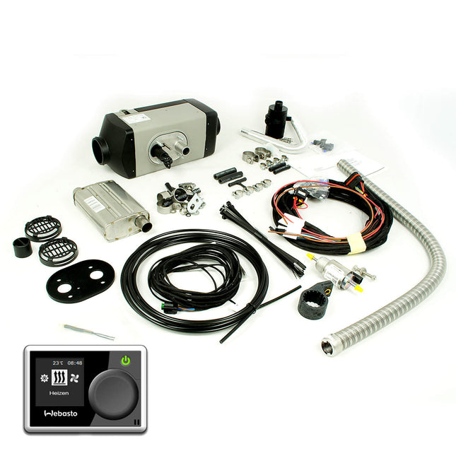 Webasto Air Top 2000 STC Benzin Standheizung 12V/2kW: Komplett-Einbausatz für Wohnmobile mit Vorwahluhr.