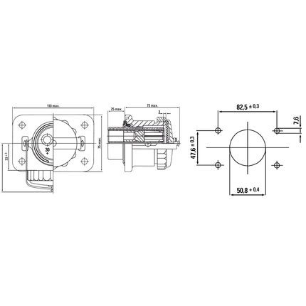 Nato-Steckdose 2-pol. 35 mm² Metall