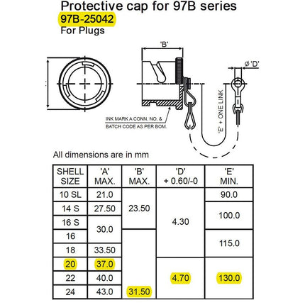 Amphenol - Kappe zu Stecker 2-pol. MIL