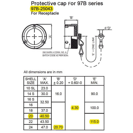 Amphenol - Kappe zu Steckdose 2-pol. MIL