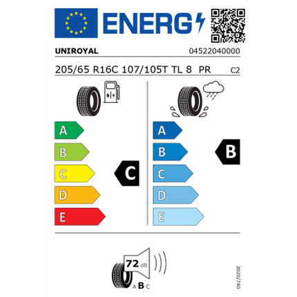 *UNIROYAL     205/65 R16C 107/105T TL 8  PR RAINMAX 3 AUSLAUF