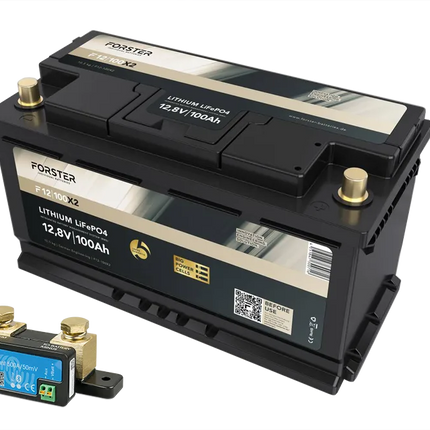 Forster LiFePO4 Lithium - Premium - Batterie 12 V 100 Ah, 1'280 Wh für Untersitzmontage mit Bluetooth - F12/100XB1 - 1 - Stück