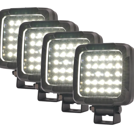 WAS - 4 Stk. LED-Arbeitsscheinwerfer 12/24 V - W302/2581/Set - 1 - Satz WAS