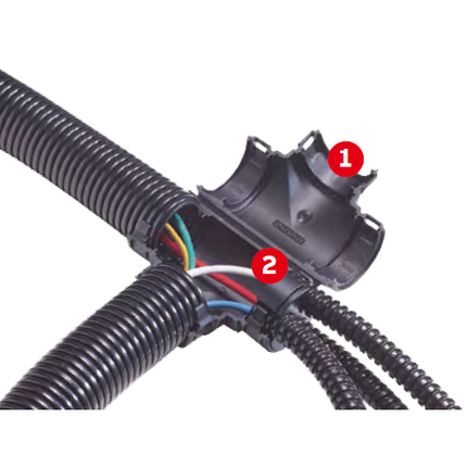 Harnessflex Mehrfach Reduziereinsatz schwarz NC28 NW 23 zu 4x NC08 NW 7.5