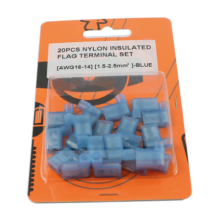 20 Isolierte Fahnenkabelschuhe blau 2.5mm2