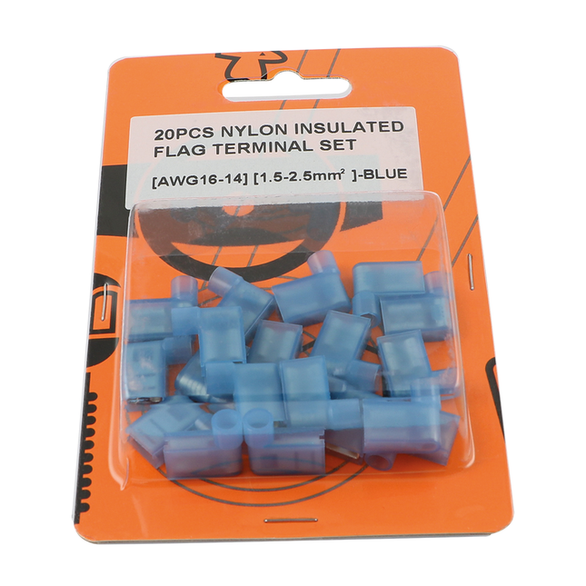 20 Isolierte Fahnenkabelschuhe blau 2.5mm2