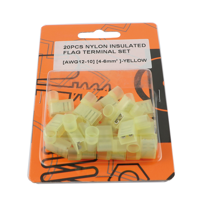 20 Isolierte Fahnenkabelschuhe gelb 6.0mm2