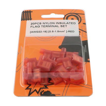 20 Isolierte Fahnenkabelschuhe rot 1.5mm2