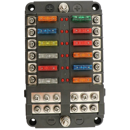 Stecksicherungsdose 12-pol mit LED-Ausfallanzeige - ASD12LED - 1 - Stück Diverse