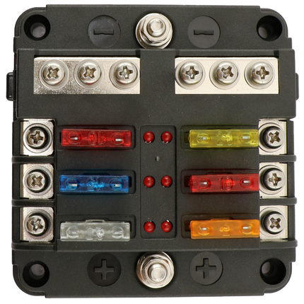 Stecksicherungsdose 6-pol mit LED-Ausfallanzeige