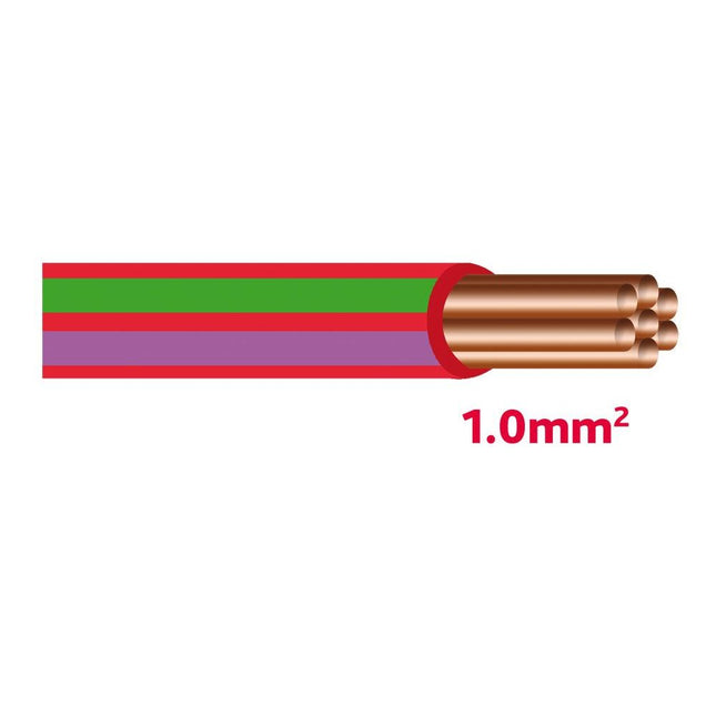Autolichtkab. 1.0 mm rot / grün / violett AYL1.0rt/gn/vi
