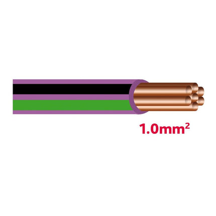 Autolichtkabel 1.0 mm violett / grün / schwarz