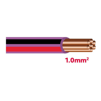 Autolichtkabel 1.0 mm violett / rot / schwarz