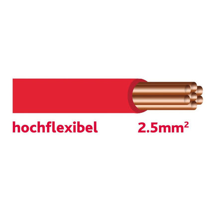 Autolichtkabel 2.5 mm2 rot hochflex.