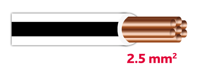 Autolichtkabel, 2.5 mm², weiss-schwarz