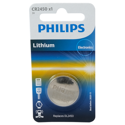 Philips Knopfzellen-Batterie, Blister mit 1 Stk. CR2450 - Hischier Auto AG