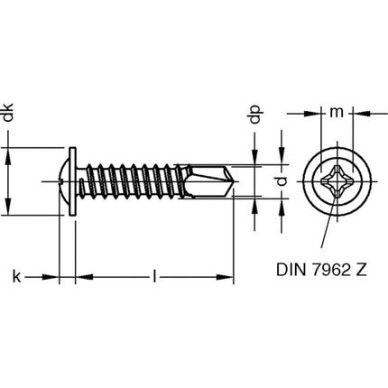 Blechschraube mit angepresster Scheibe 4.2x25
