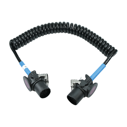 Spiralkabel mit Stecker 15-pol. 24 V 4.5 m ø 70 mm