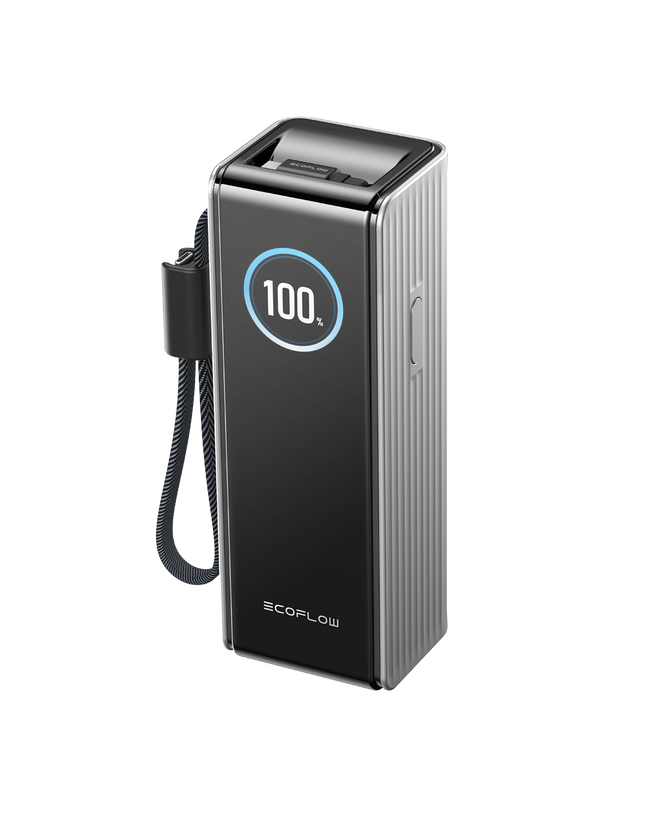 EcoFlow – RAPID-Powerbank mit 25’000 mAh, grau, mit integriertem Kabel