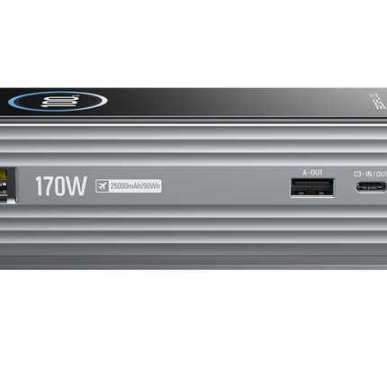 EcoFlow – RAPID-Powerbank mit 25’000 mAh, grau, mit integriertem Kabel