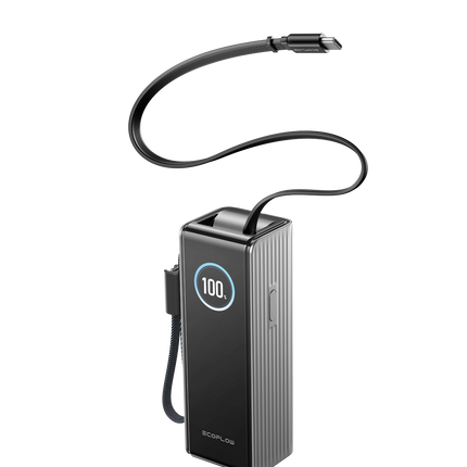 EcoFlow – RAPID-Powerbank mit 25’000 mAh, grau, mit integriertem Kabel