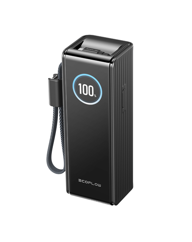EcoFlow – RAPID-Powerbank mit 25’000 mAh, schwarz, mit integriertem Kabel