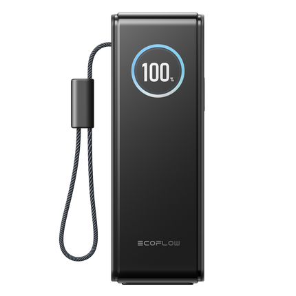 EcoFlow – RAPID-Powerbank mit 25’000 mAh, schwarz, mit integriertem Kabel