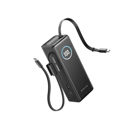 EcoFlow – RAPID-Powerbank mit 25’000 mAh, schwarz, mit integriertem Kabel