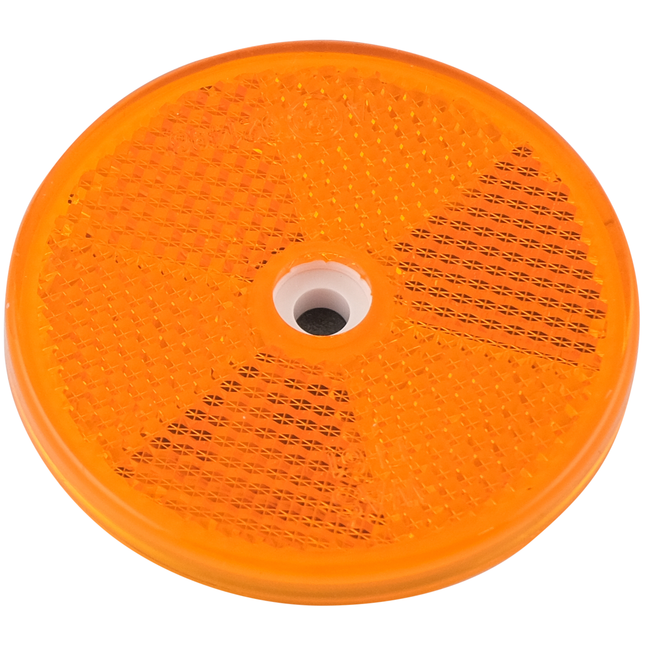 Rückstrahler 60 mm orange selbstklebend mit Befestigungsloch FI61OL