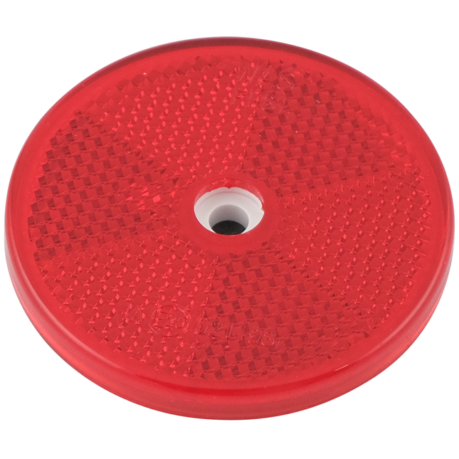 Rückstrahler 60 mm rot selbstklebend mit Befestigungsloch FI61RL