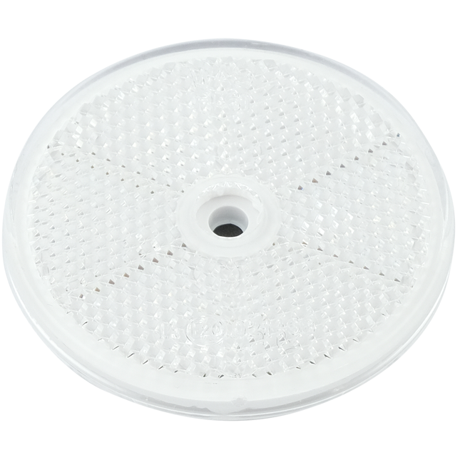 Rückstrahler 60 mm weiss selbstklebend mit Befestigungsloch FI61WL