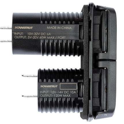 Einbau-Powersteckdose plus 2 x USB-C Scanstrut