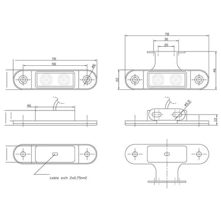 LED-Seitenmarkierleuchte gelb 12/24V - FT015G - 1 - Stück Fristom