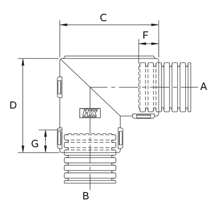 Harnessflex NC16-12 90° Wellrohr-Eckverbinder NW 13-10