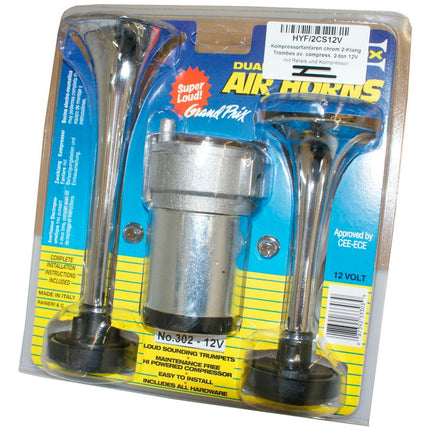 Kompressorfanfaren chrom 2-Klang 12V
