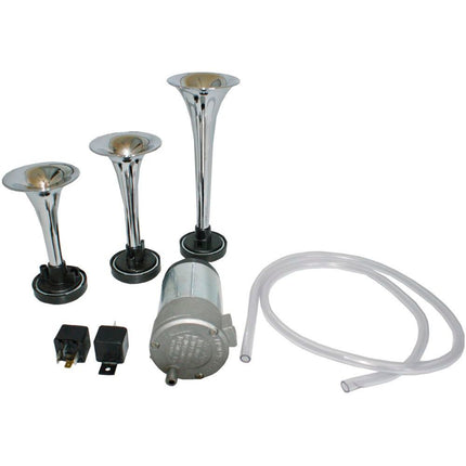 Kompressorfanfaren chrom 3-Klang 12V