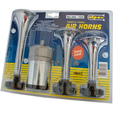 Kompressorfanfaren chrom 3-Klang 12V