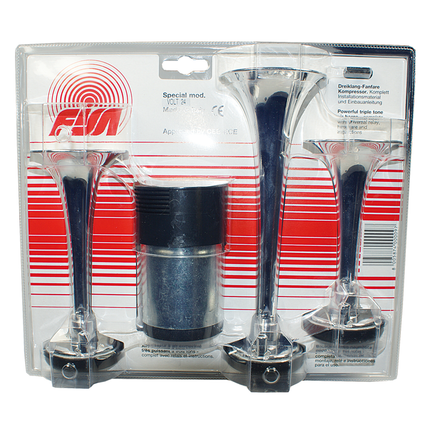 Kompressorfanfaren chrom 3-Klang 24V