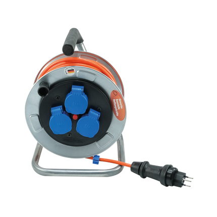 Kabelrolle Metall PUR 3 x 1.5 / 25 m, 3 Steckdosen IP55