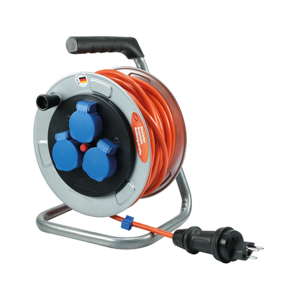 Kabelrolle Metall PUR 3 x 1.5 / 25 m, 3 Steckdosen IP55