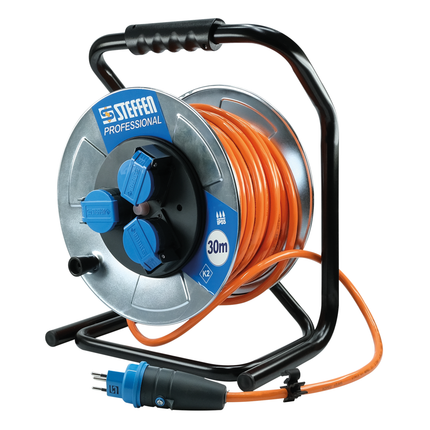 Kabelrolle Metall PUR 3 x 2.5 / 30 m, 3 Steckdosen, IP55