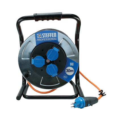 Kabelrolle Metall PUR 3 x 2.5 / 30 m, 3 Steckdosen, IP55