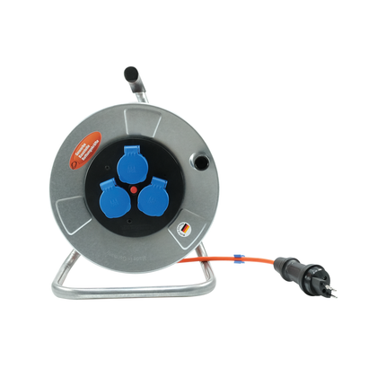 Kabelrolle Metall PUR 3 x 1.5 / 33 m, 3 Steckdosen IP55