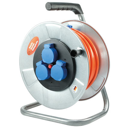 Kabelrolle Metall PUR 3 x 1.5 / 33 m, 3 Steckdosen IP55