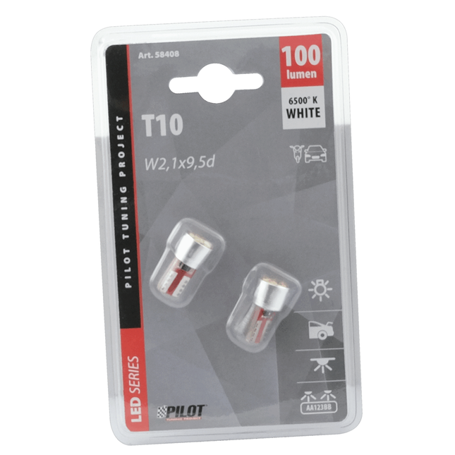 2 LED-Glassockellampen T10 12 V weiss W5W LA58408