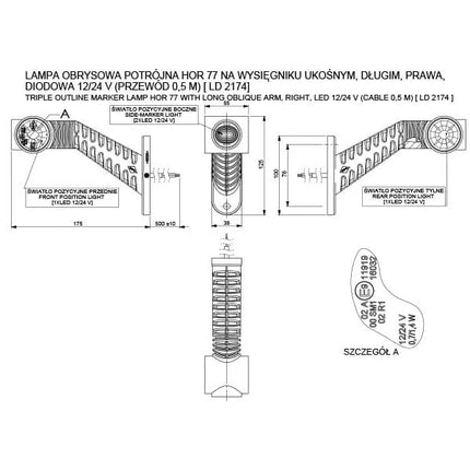 Horpol - LED-Umrissleuchte rt/ws/or 12/24 V rechts - 1 - Stück Horpol