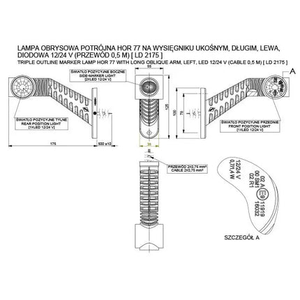 Horpol - LED-Umrissleuchte rt/ws/or 12/24 V links - 1 - Stück Horpol